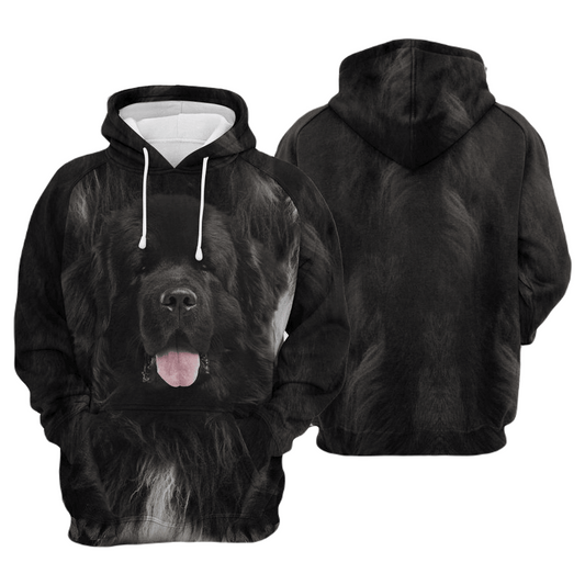 Dog Hoodie Newfoundland Dog Front And Back Hoodie Black Unisex - Cozy Hoodie For Cold Weather