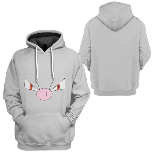 Pokemon Hoodie Mankey Pokemon Cosplay T-Shirt Gray Unisex Adults New Release - Trendy Gift For Men & Women