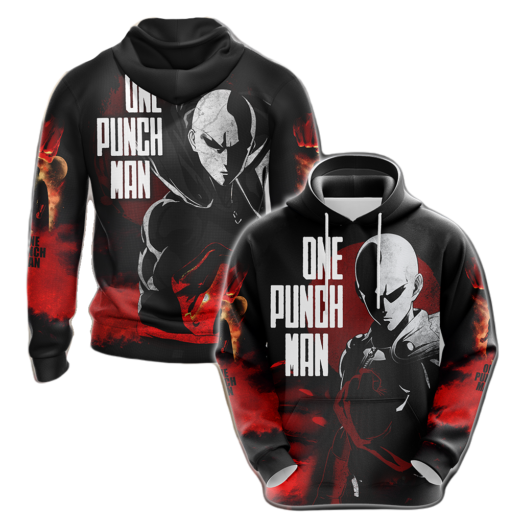 One Punch Man Hoodie One Punch Man Saitama Silhouette T-shirt Black Red Unisex