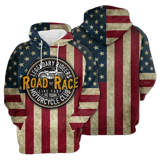 Motorcycle Hoodie Vintage Road Rage Legendary Riders Hoodie Colorful Unisex - Cozy Hoodie For Cold Weather
