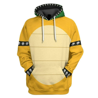 Super Mario Costume Hoodie Game Character Bowser Costume Hoodie Yellow Unisex Adults - Cozy Hoodie For Cold Weather