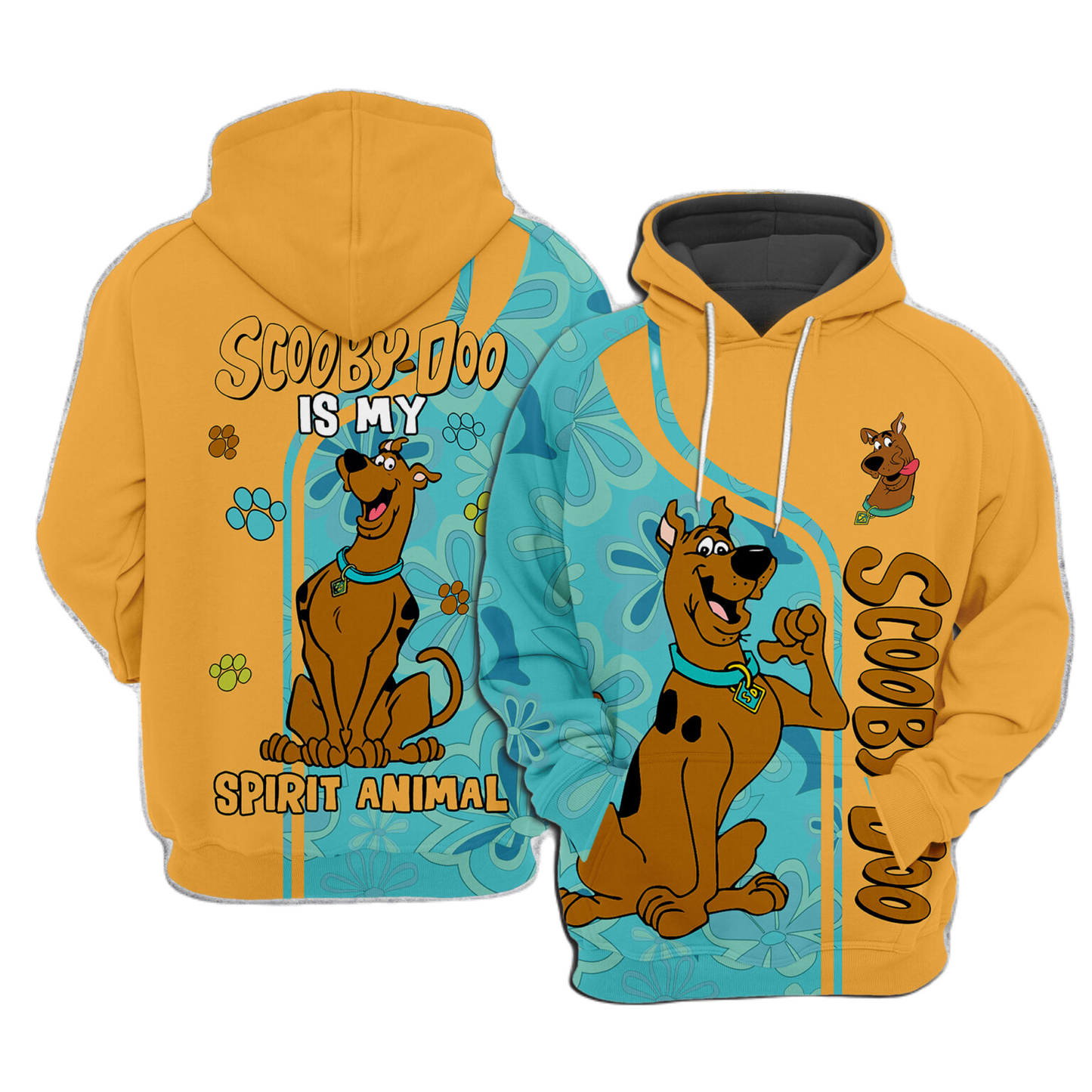 Scooby Doo Hoodie Scooby Doo Is My Spirit Animal Hoodie Blue Orange Unisex - Cozy Hoodie For Cold Weather