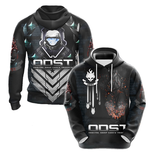 Halo Hoodie Orbital Drop Shock Trooper Hoodie Black Unisex - Cozy Hoodie For Cold Weather