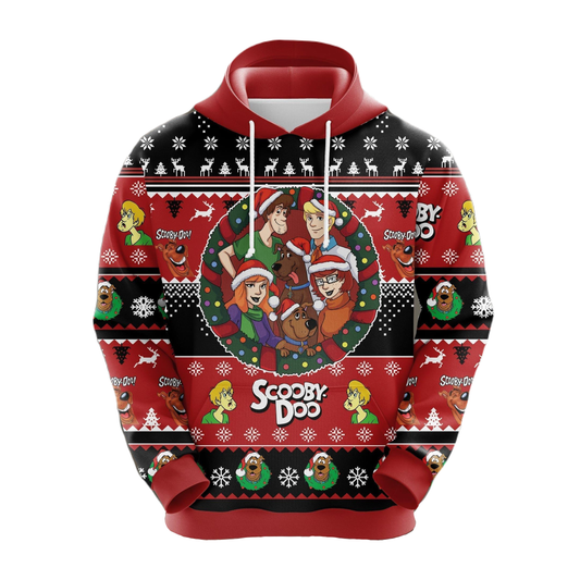 Scooby Doo Hoodie Scooby Doo Holiday Christmas Pattern Hoodie Red Unisex - Cozy Hoodie For Cold Weather