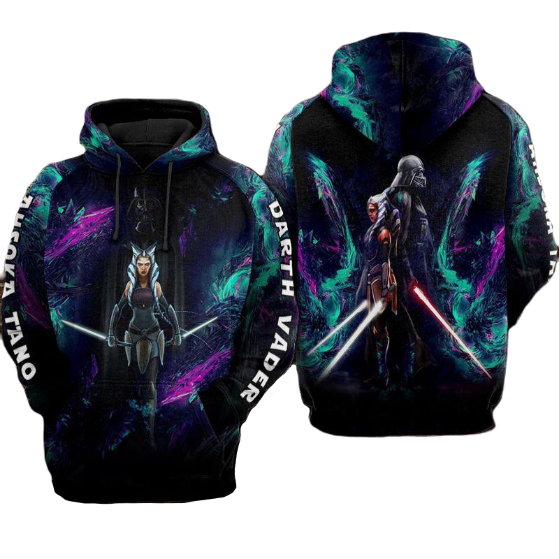 Starwars Hoodie Ahsoka Tano And Darth Vader Hoodie Black Green Unisex