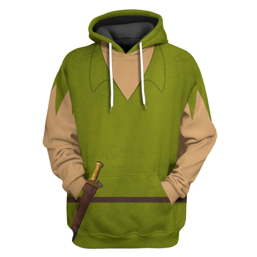 Disney Hoodie Peter Pan Costume T-Shirt Green Unisex Adults New Release - Trendy Gift For Men & Women