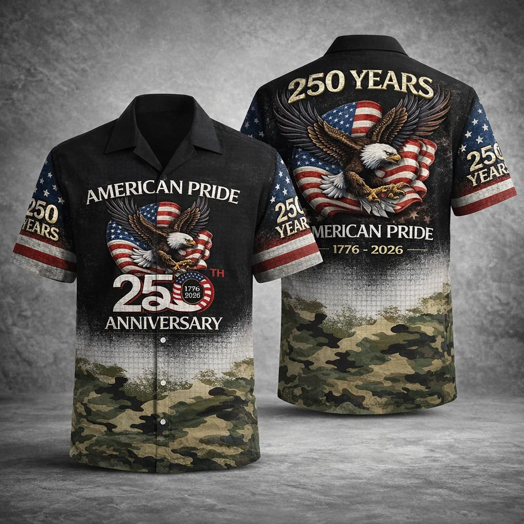 USA 250th Anniversary Hawaiian Shirt American Pride Eagle Flag 1776-2026