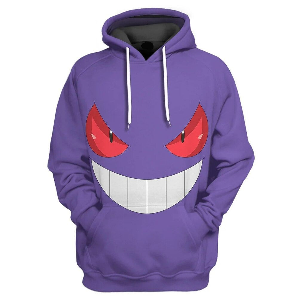 Pokemon Hoodie Gengar Pokemon Cosplay Hoodie Purple Unisex Adults New Release - Cozy Hoodie For Cold Weather