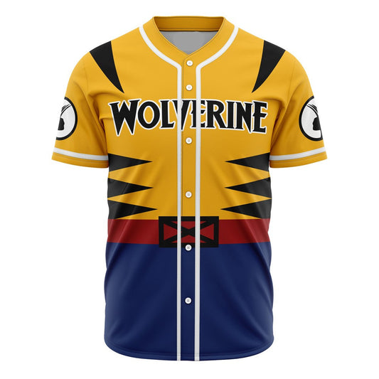 Marvel Jersey Marvel Superhero X-man Wolverine Suit Costume Yellow Blue Jersey Shirt Baseball Wolverine Baseball