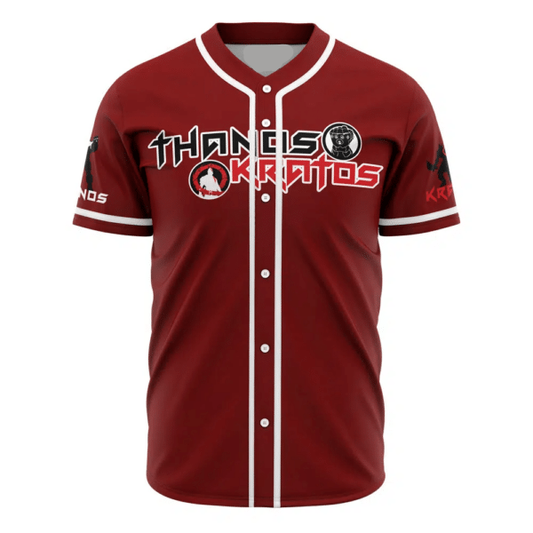 Marvel Jersey Marvel Villain Thanos and Kratos Red Jersey Shirt Baseball Thanos Baseball for Men