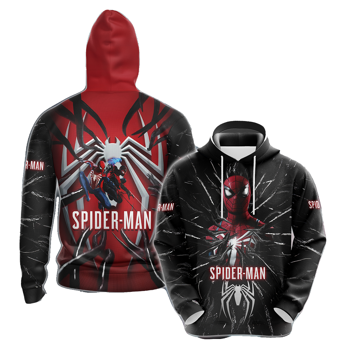Spiderman Hoodie Marvel Spiderman 2 Game Graphic T-Shirt Red Black Unisex - Trendy Gift For Men & Women