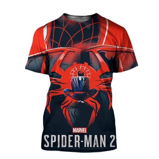 Spiderman T-Shirt Marvel Spiderman 2 Poster Graphic T-Shirt Red Black Unisex - Trendy Gift For Men & Women