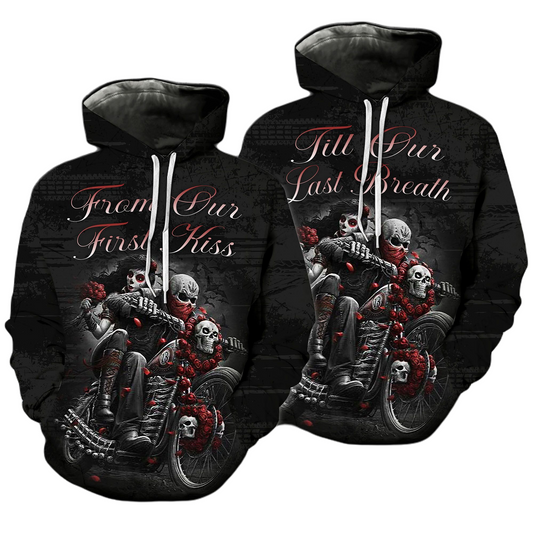Motorcycle Hoodie From Our First Kiss Till Our Last Breath Hoodie Black Unisex - Cozy Hoodie For Cold Weather