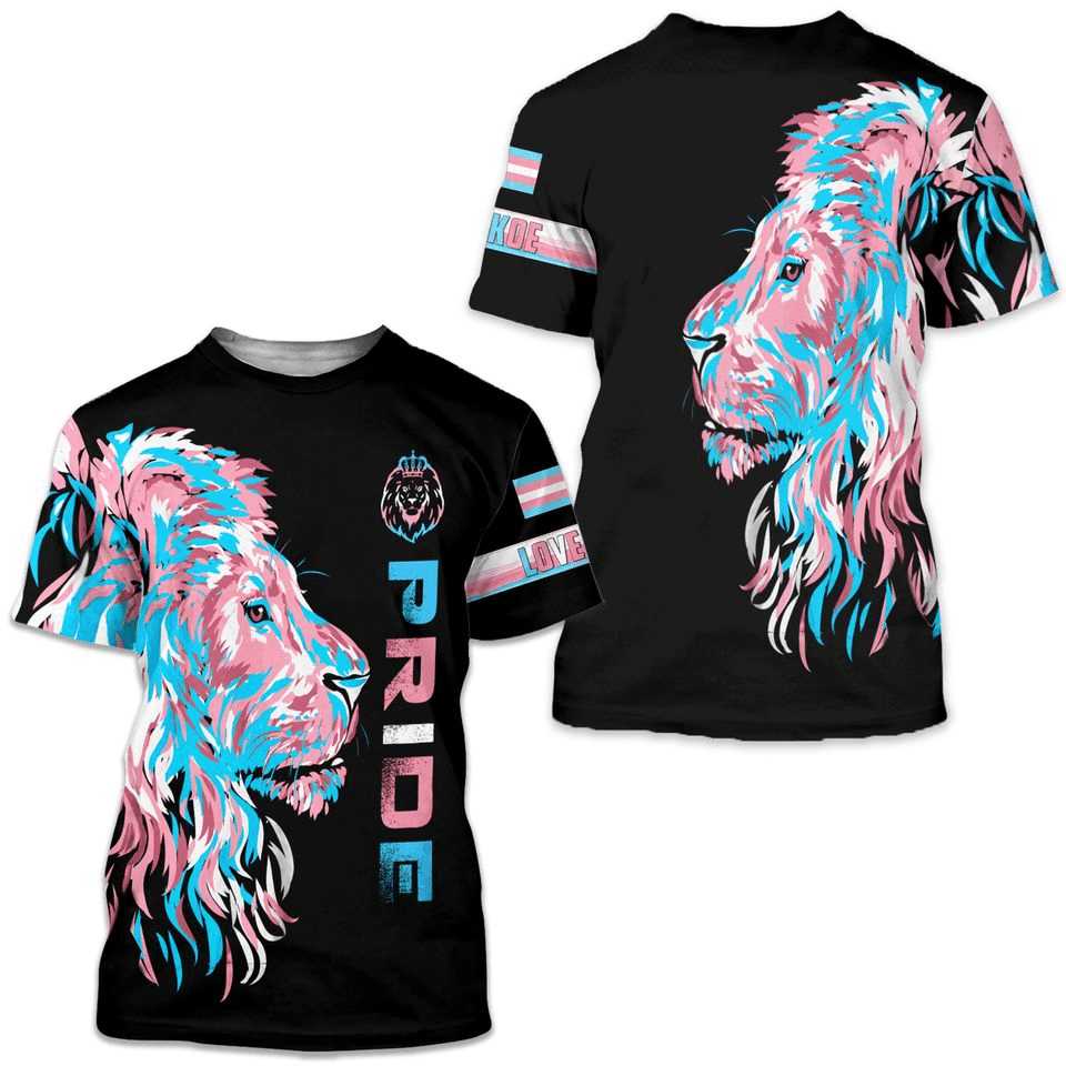 Lgbt T-Shirt Lgbt Lion Pride Transgender T-Shirt Pink Blue Unisex - Trendy Gift For Men & Women