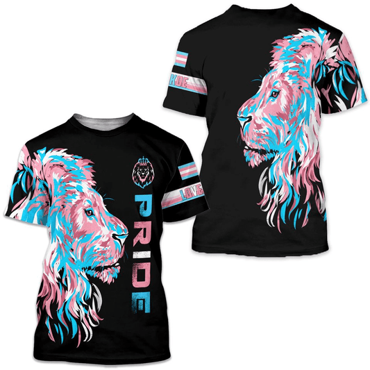 Lgbt T-Shirt Lgbt Lion Pride Transgender T-Shirt Pink Blue Unisex - Trendy Gift For Men & Women