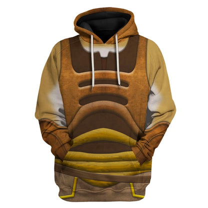 Starwars Hoodie Gungan Costume Starwars Cosplay T-Shirt Brown Unisex Adults - Trendy Gift For Men & Women