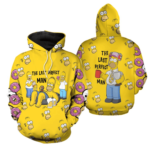 The Sympsons Hoodie Homer Simpson The Last Perfect Man Hoodie Yellow Unisex - Cozy Hoodie For Cold Weather