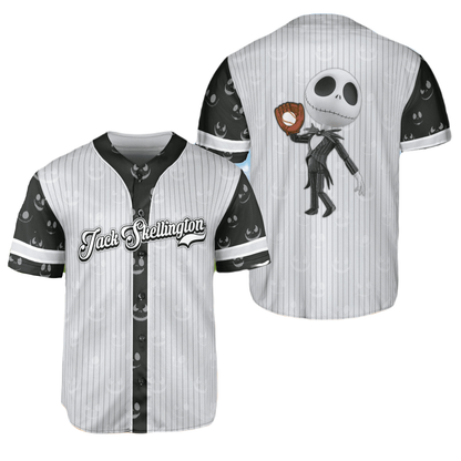 Tnbc Baseball Jersey Jack Skellington Playing Football Jersey Shirt Black Gray Unisex Adult