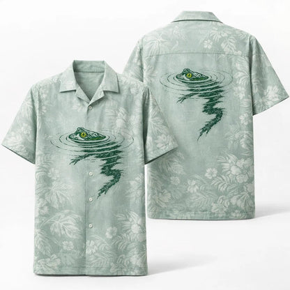 Frog Hawaiian Shirt, Minimal Frog Aloha Shirt, Subtle Tropical Pattern Shirt