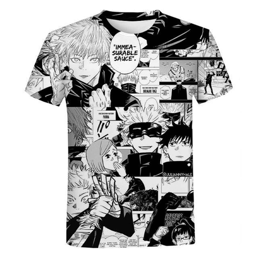 Jujutsu Kaisen T-Shirt Jujutsu Kaisen Manga Pattern T-Shirt Black White Unisex - Trendy Gift For Men & Women