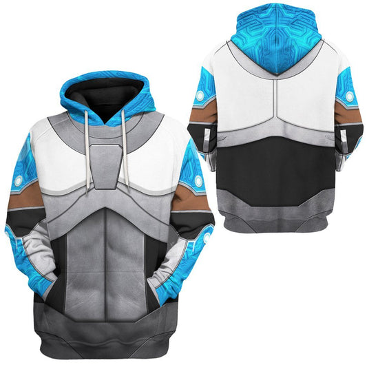 Teen Titan Hoodie Teen Titan Cyborg Cosplay Costume T-Shirt Blue Silver Unisex Adults New Release - Trendy Gift For Men & Women