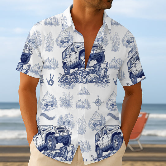 Gifts For Off-road Lovers, Vintage Toile Blue Pattern 02QHTN110625
