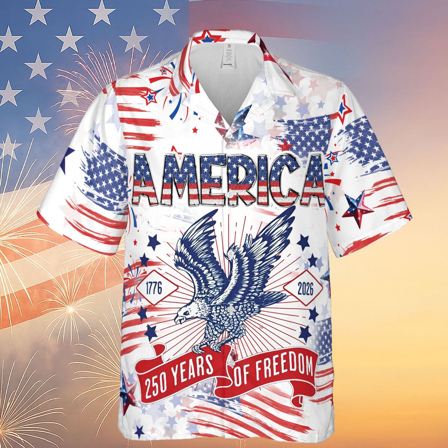 250 Years Of Freedom Hawaiian Shirt | Happy 250th Birthday USA | Patriotic 4th Of July Tee | America 250th Anniversary | Independence Day Shirt 682604