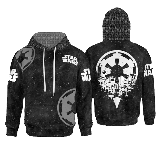 Starwars Hoodie Starwars Galactic Empire Symbol Galaxy Hoodie Black White Unisex