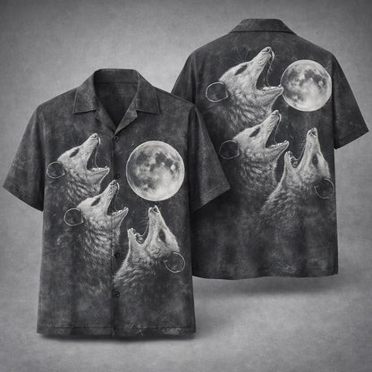Opossum Moon Hawaiian Shirt Funny Howling Possum Dark Aesthetic Shirt