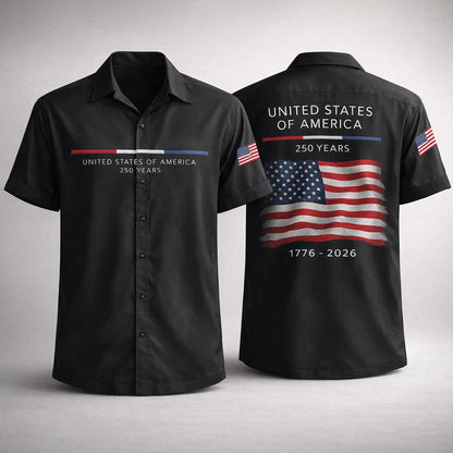 USA 250 Years Hawaiian Shirt American Flag 1776-2026 Patriotic