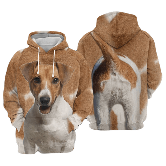 Dog Hoodie Jack Russell Terrier Front And Back Hoodie Brown Unisex - Cozy Hoodie For Cold Weather
