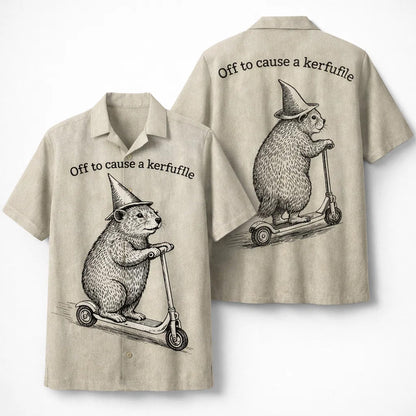 Funny Hamster Hawaiian Shirt, Off to Cause a Kerfuffle Aloha Shirt, Cute Animal Humor Shirt