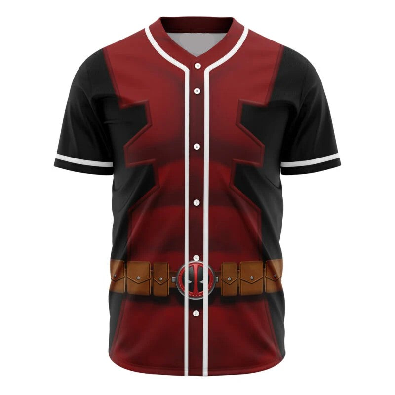 Marvel Jersey Marvel Anti-Hero Deadpool Armor Suit Costume Red Black Jersey Shirt Deadpool Baseball Baseball for Men