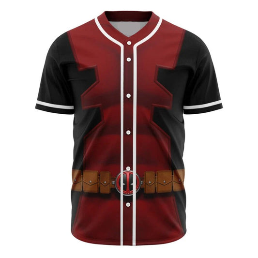 Marvel Jersey Marvel Anti-Hero Deadpool Armor Suit Costume Red Black Jersey Shirt Deadpool Baseball Baseball for Men
