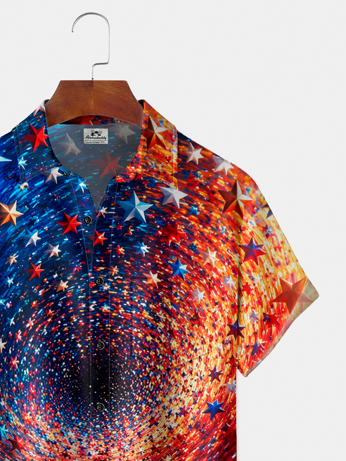 Alohadaddy® Vintage Abstract Art Print Art Button Pocket Cardigan Men's Short Sleeve Shirt