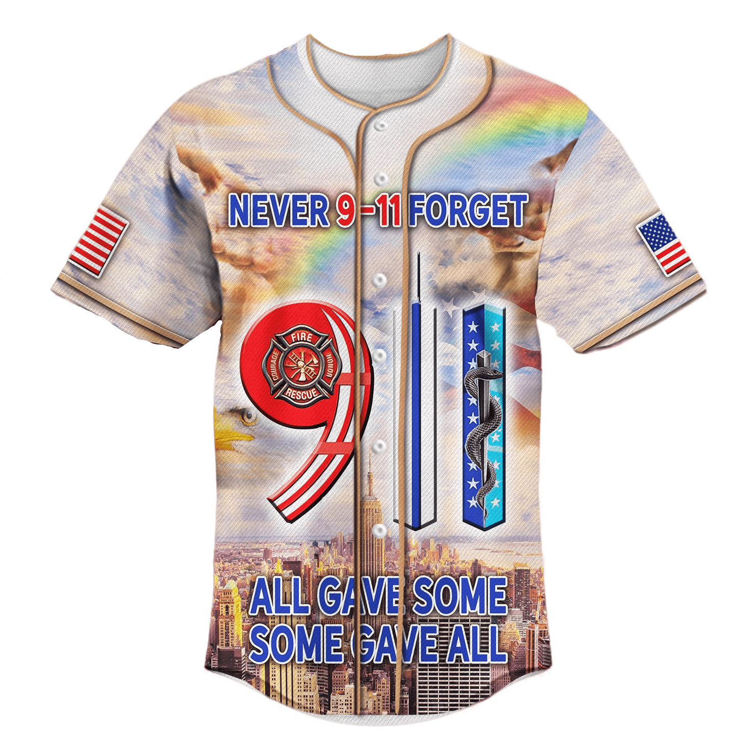 Patriot Day Jersey We Will Never Forget 911 All Gave Some Some Gave All Jersey Shirt September 11th Baseball for Men