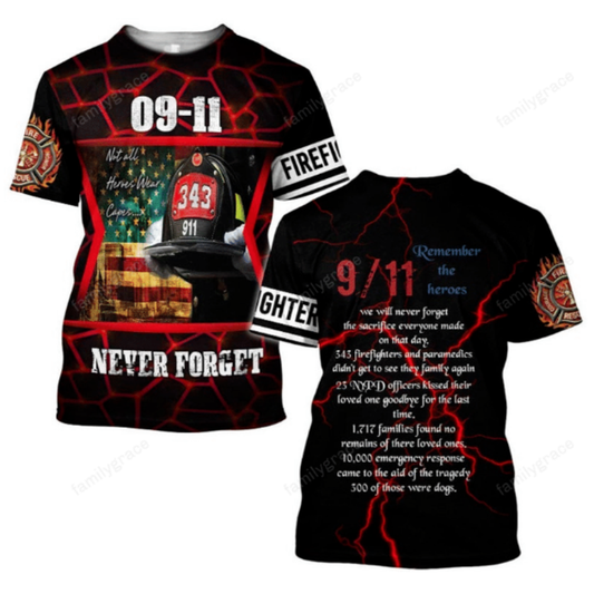 Patriot Day Hoodie Remember The Heroes We Will Never Forget 9/11 Firefighter Black Shirt Patriot Day Shirt - Trendy Gift For Men & Women