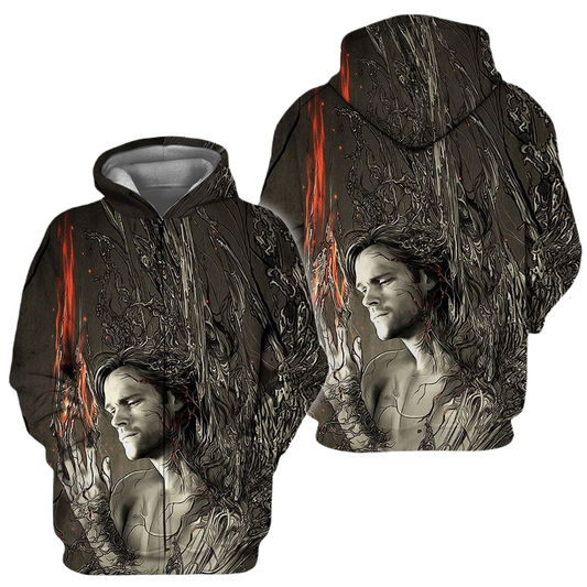 Supernatural Zip Hoodie Supernatura Sam Character Zip Hoodie Brown Unisex - Cozy Hoodie For Cold Weather