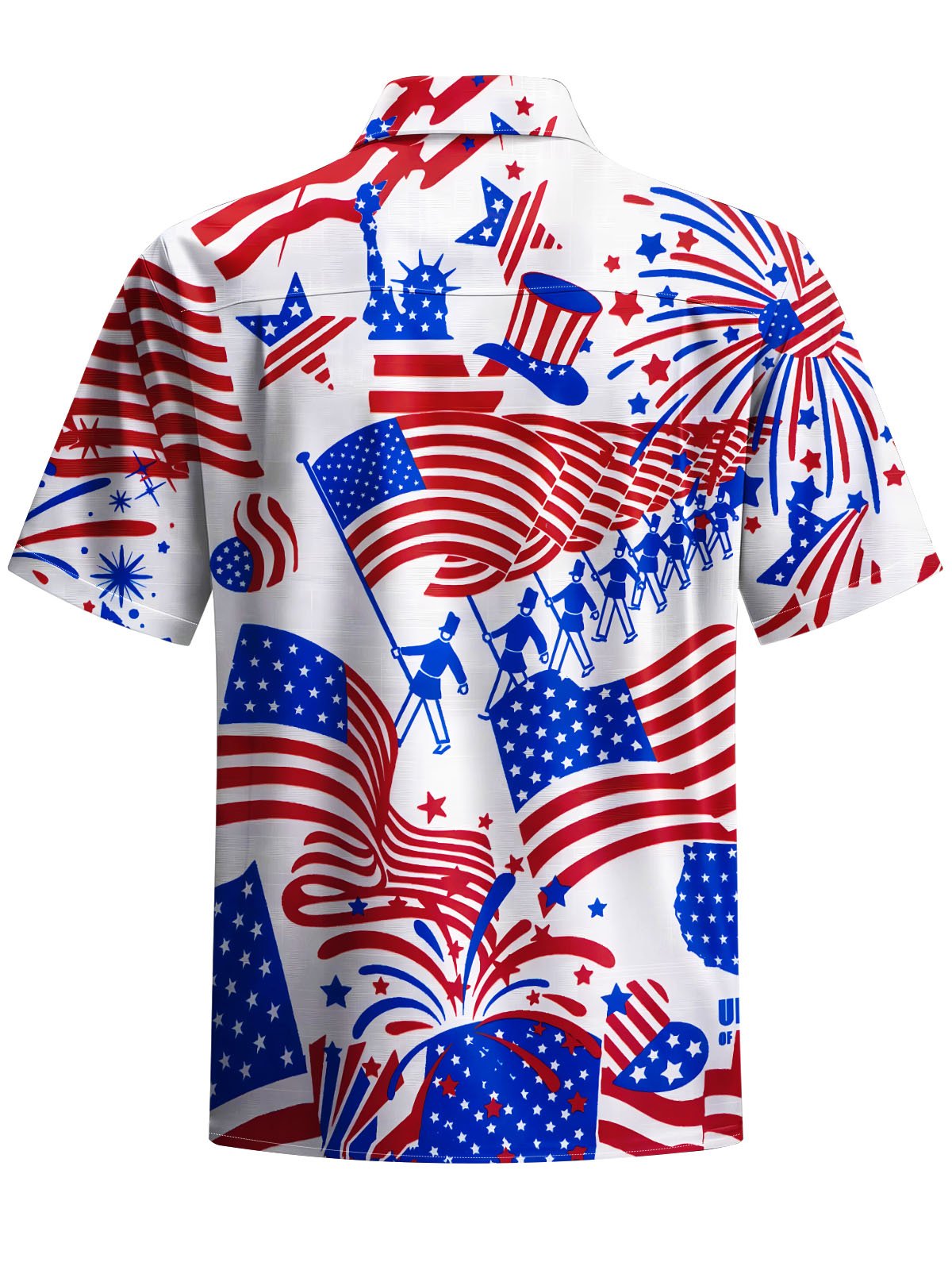 Alohadaddy® Casual American Flag Day Flag Printed Moisture Wicking Men's Short Sleeve Shirt Big & Tall