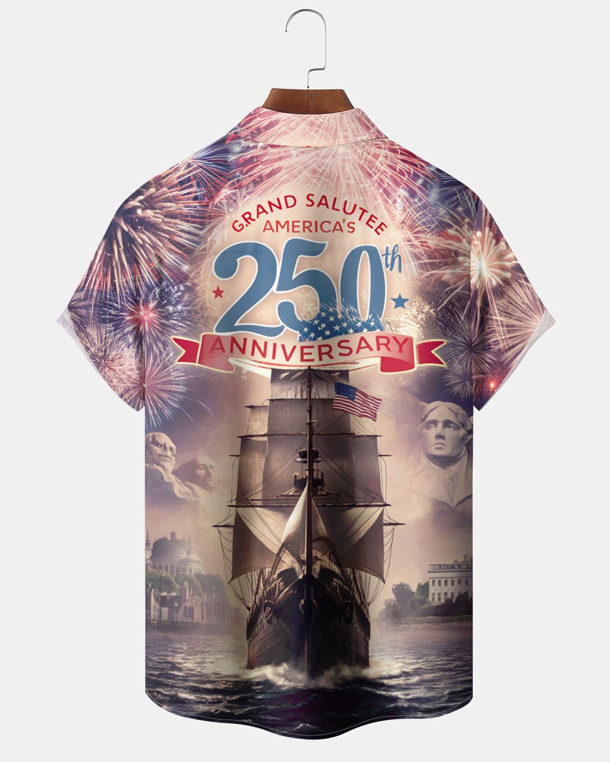 Alohadaddy® Holiday 250th Anniversary American Founding Button Cardigan with Pockets, Men's Short-Sleeve Shirt, Big & Tall
