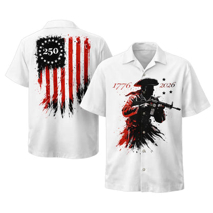 USA 250th Anniversary Hawaiian Shirt 1776-2026 Patriot Soldier Flag
