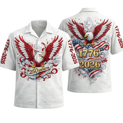 USA 250 Years Hawaiian Shirt Eagle 1776-2026 American Flag Patriotic