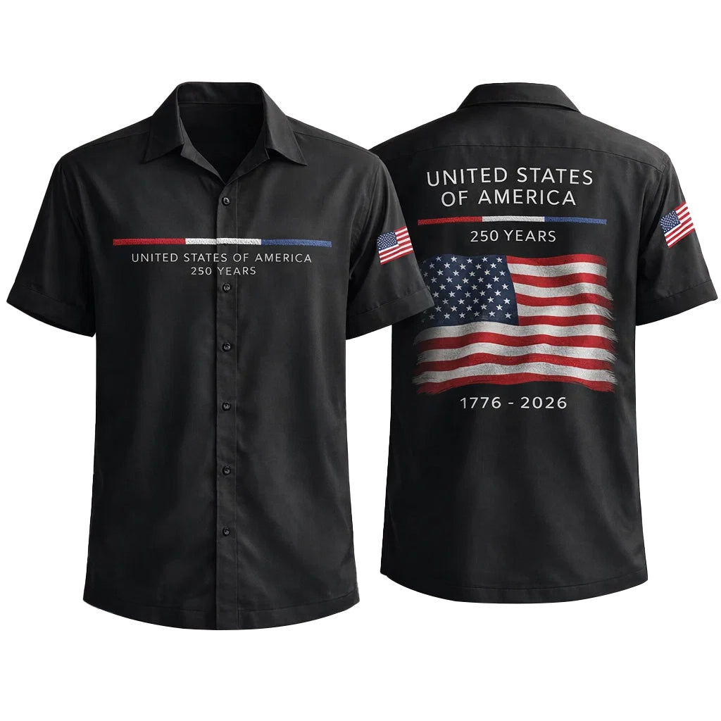 USA 250 Years Hawaiian Shirt American Flag 1776-2026 Patriotic