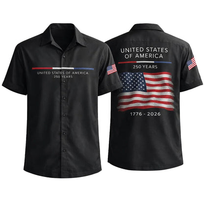 USA 250 Years Hawaiian Shirt American Flag 1776-2026 Patriotic