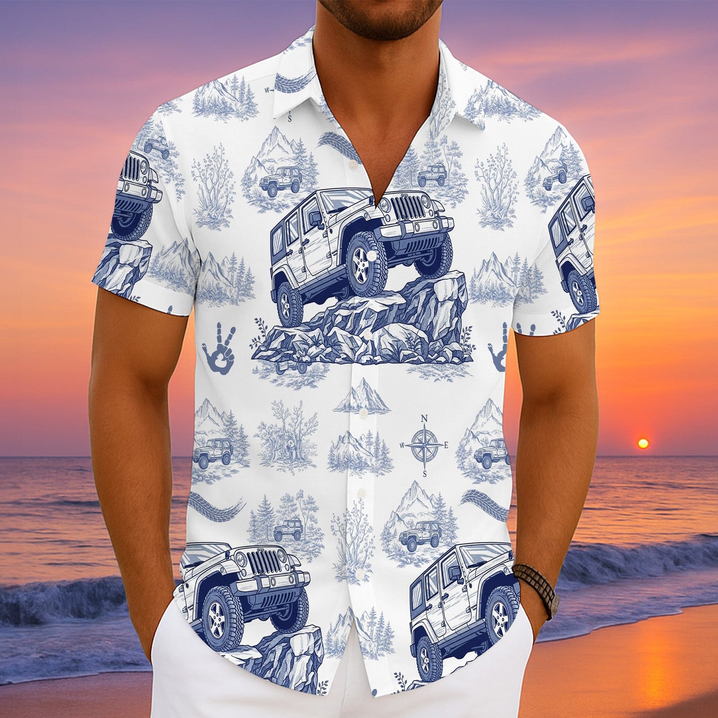Gifts For Off-road Lovers, Vintage Toile Blue Pattern 02QHTN110625