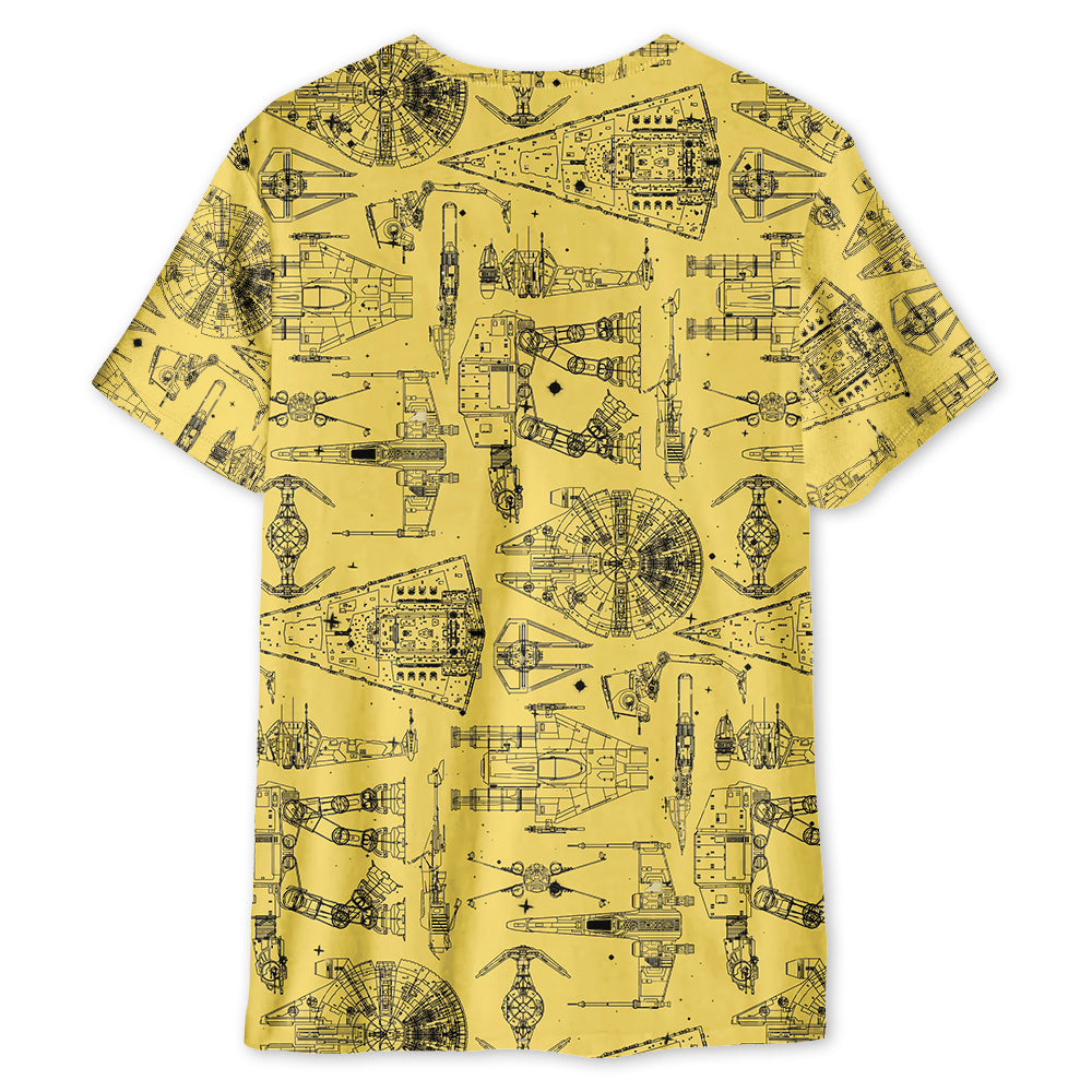 Stwa Yellow Space Ship - 3D T-shirt