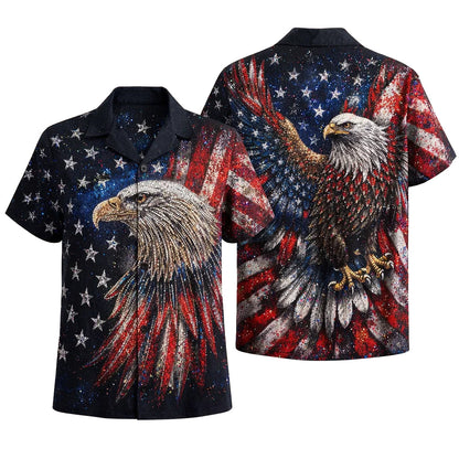 American Flag Eagle Hawaiian Shirt Patriotic Bald Eagle USA Gift
