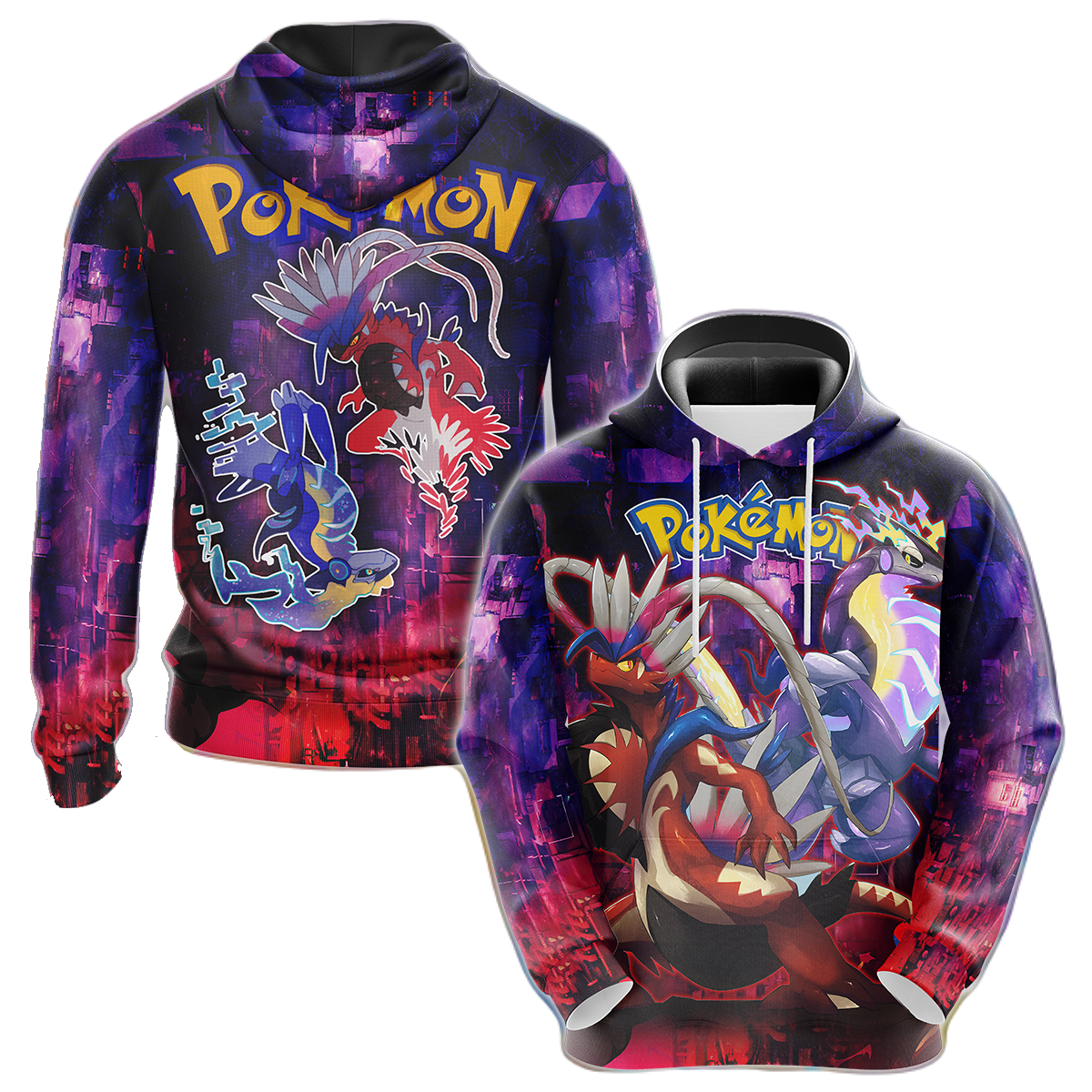 Pokemon Hoodie Pokemon Scarlet And Violet Graphic T-Shirt Blue Red Unisex - Trendy Gift For Men & Women