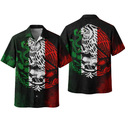 Mexico Flag Eagle Hawaiian Shirt, Mexican Pride Aloha Shirt, Patriotic Vintage Shirt