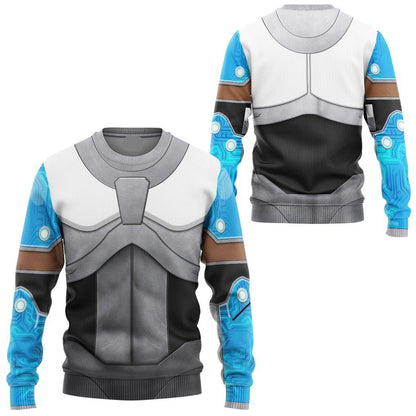Teen Titan Hoodie Teen Titan Cyborg Cosplay Costume T-Shirt Blue Silver Unisex Adults New Release - Trendy Gift For Men & Women